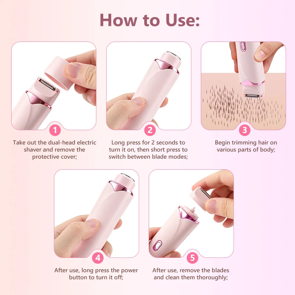 Dual-Head Painless Electric Body and Bikini Hair Trimmer