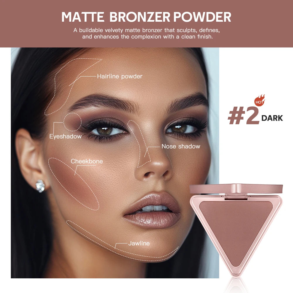 Long-Lasting Matte Bronzer Contour Powder for Face Sculpting - 2