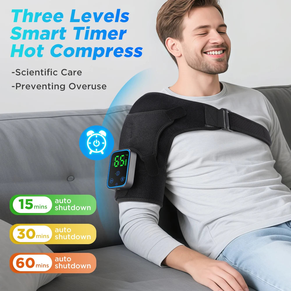 Cordless Heated Shoulder Massager with Vibration and App Control