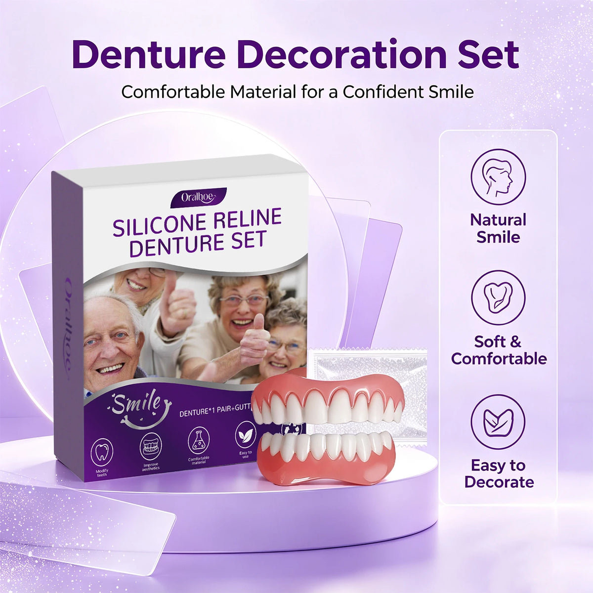 Cosmetic Silicone Denture Set for Natural Smile