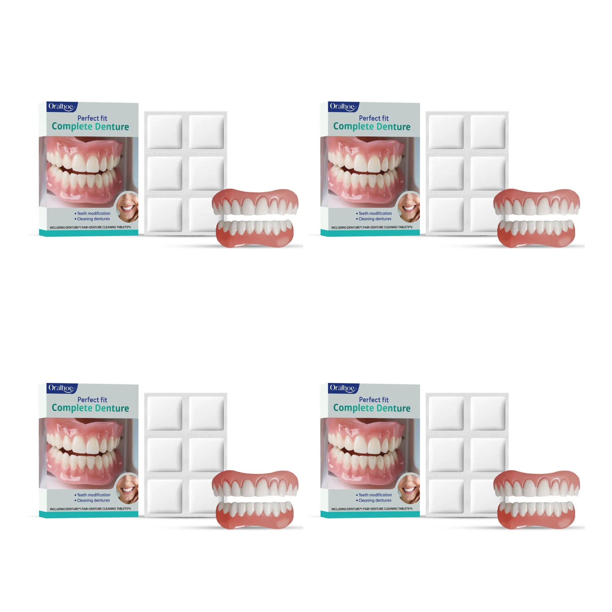 Cosmetic Denture and Cleaning Kit for Missing or Stained Teeth - 16