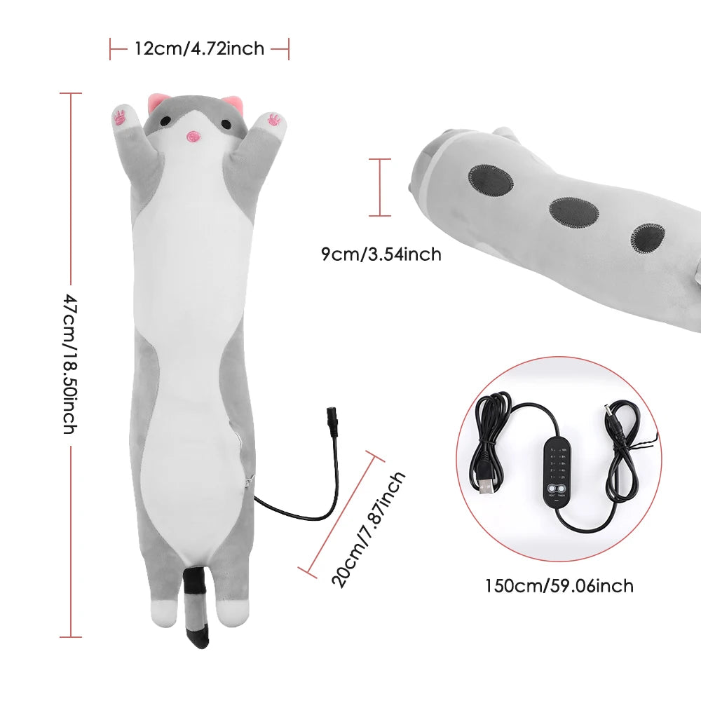USB Heated Cat Plush Pillow with Adjustable Heat and Timer - 15