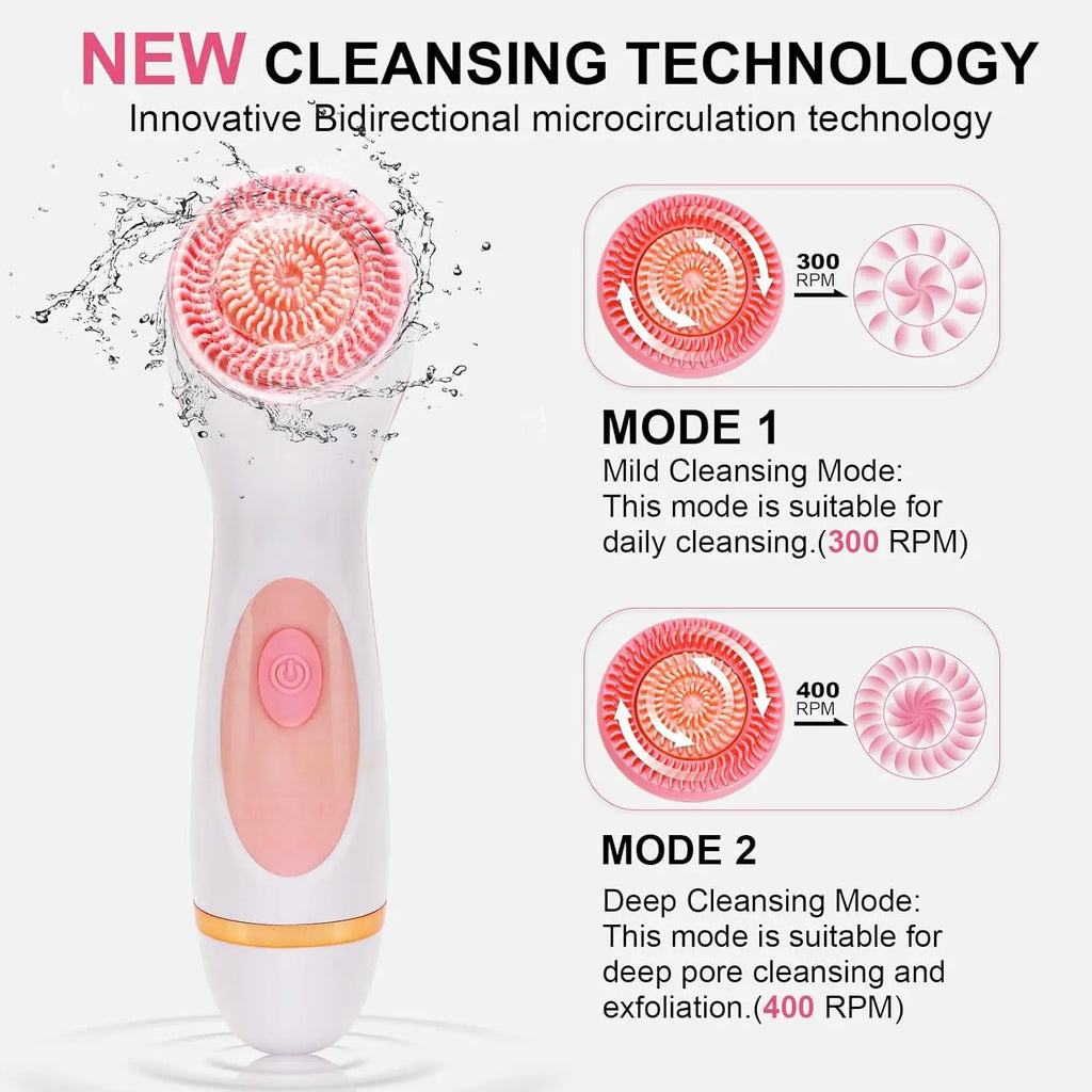 3-in-1 Waterproof Electric Facial Cleansing Brush