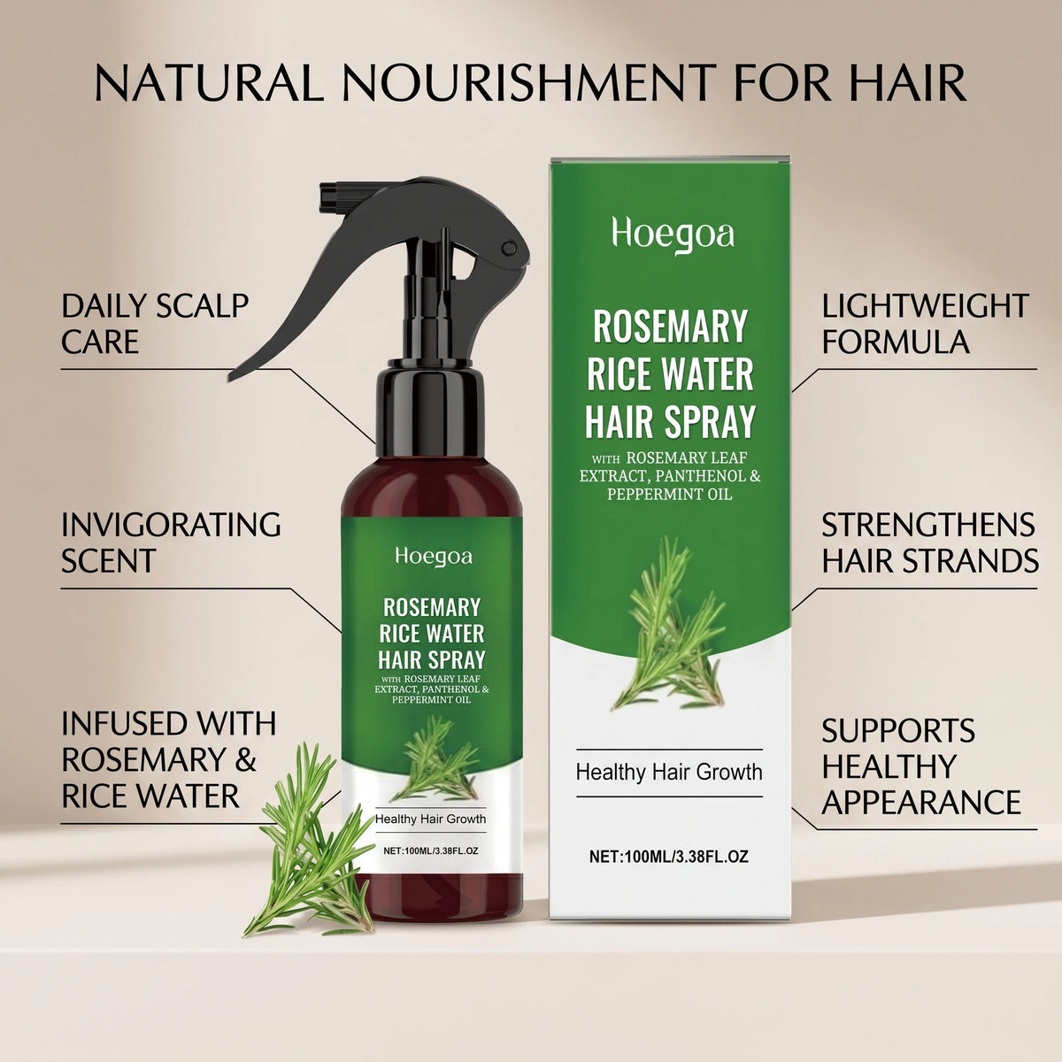 Rosemary Rice Water Hair Growth and Strengthening Spray