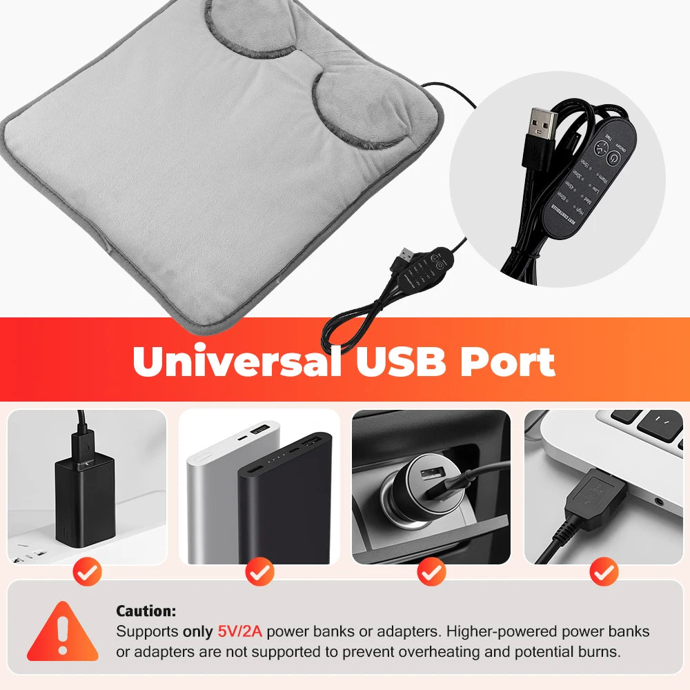 USB Washable Electric Heated Foot Warmer Mat - 19
