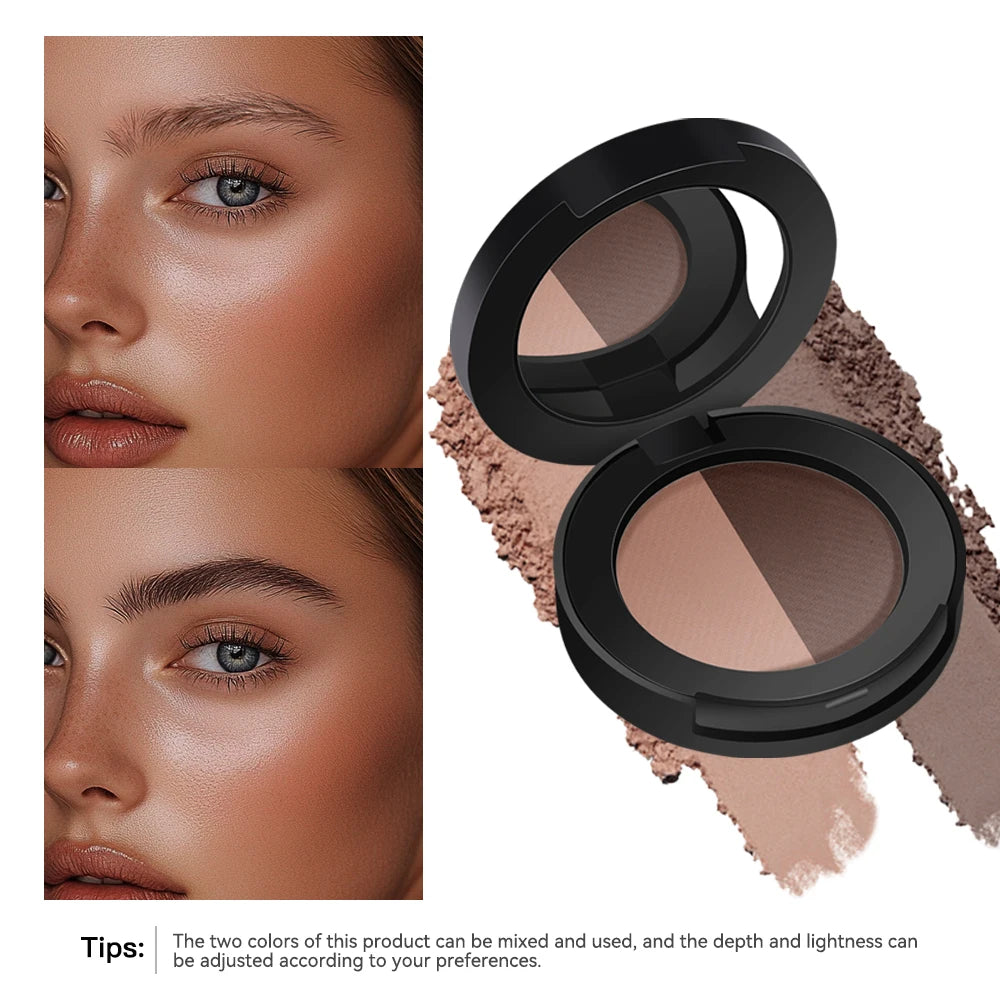 Dual-Tone Eyebrow Powder Palette with Grooming Brush
