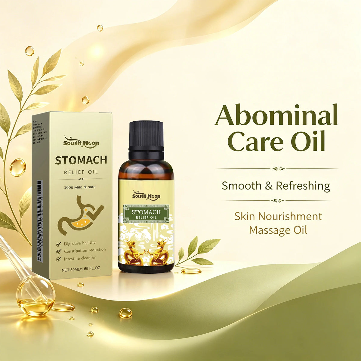 Herbal Abdominal Massage Oil for Natural Constipation Relief