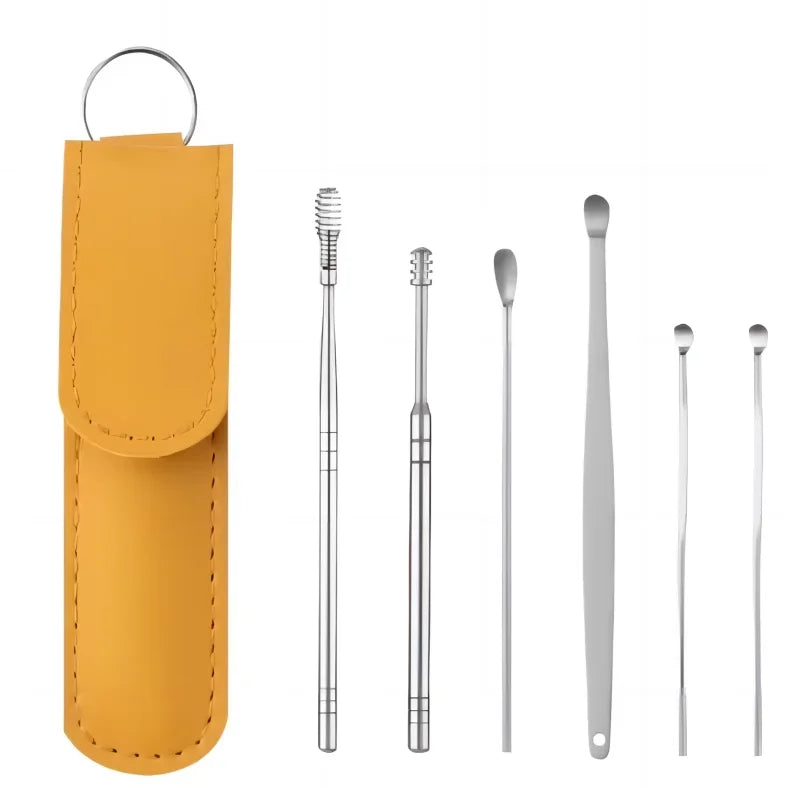 Stainless Steel Ear Wax Removal Cleaning Kit with Storage Case