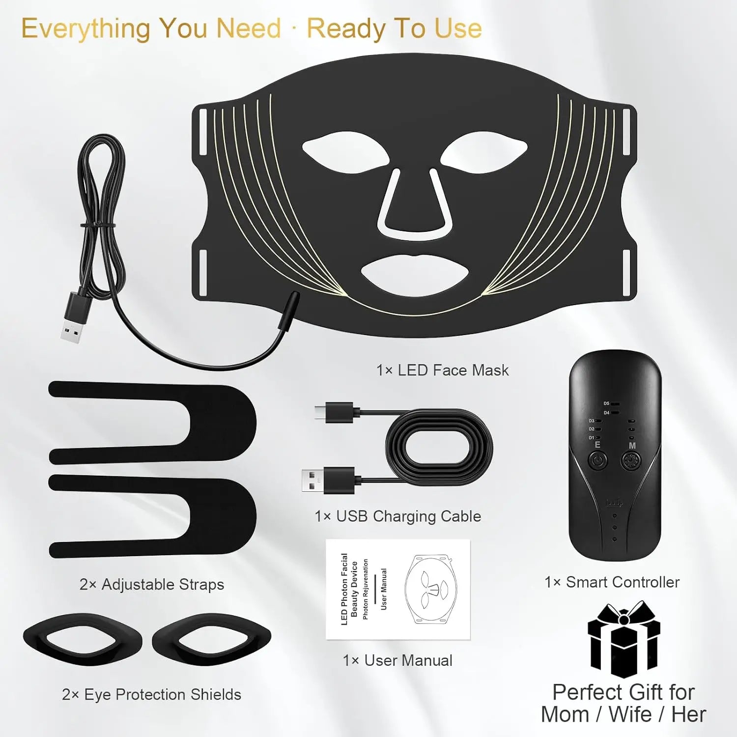 7-Color LED Silicone Facial Mask for Skin Rejuvenation - 12