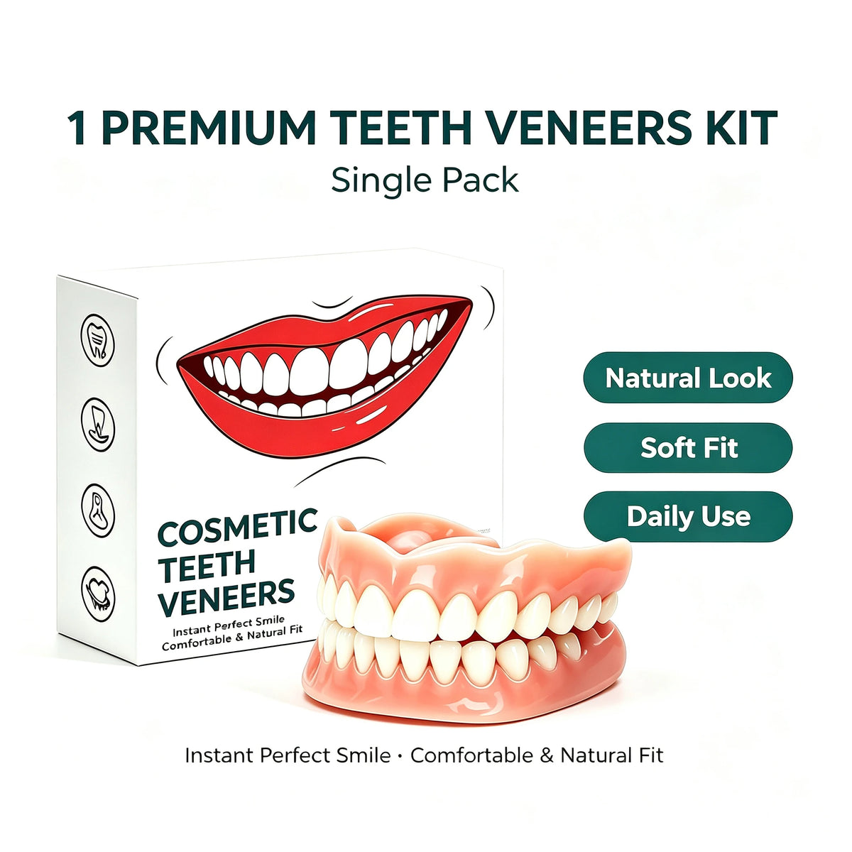 Comfort Fit Silicone Dentures Upper and Lower Set