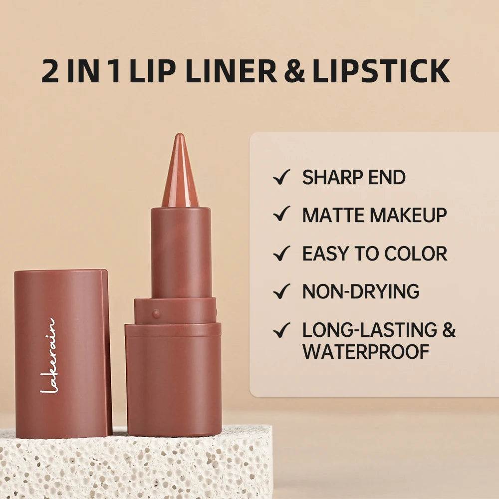 2-in-1 Waterproof Matte Lipstick and Lip Liner Crayon