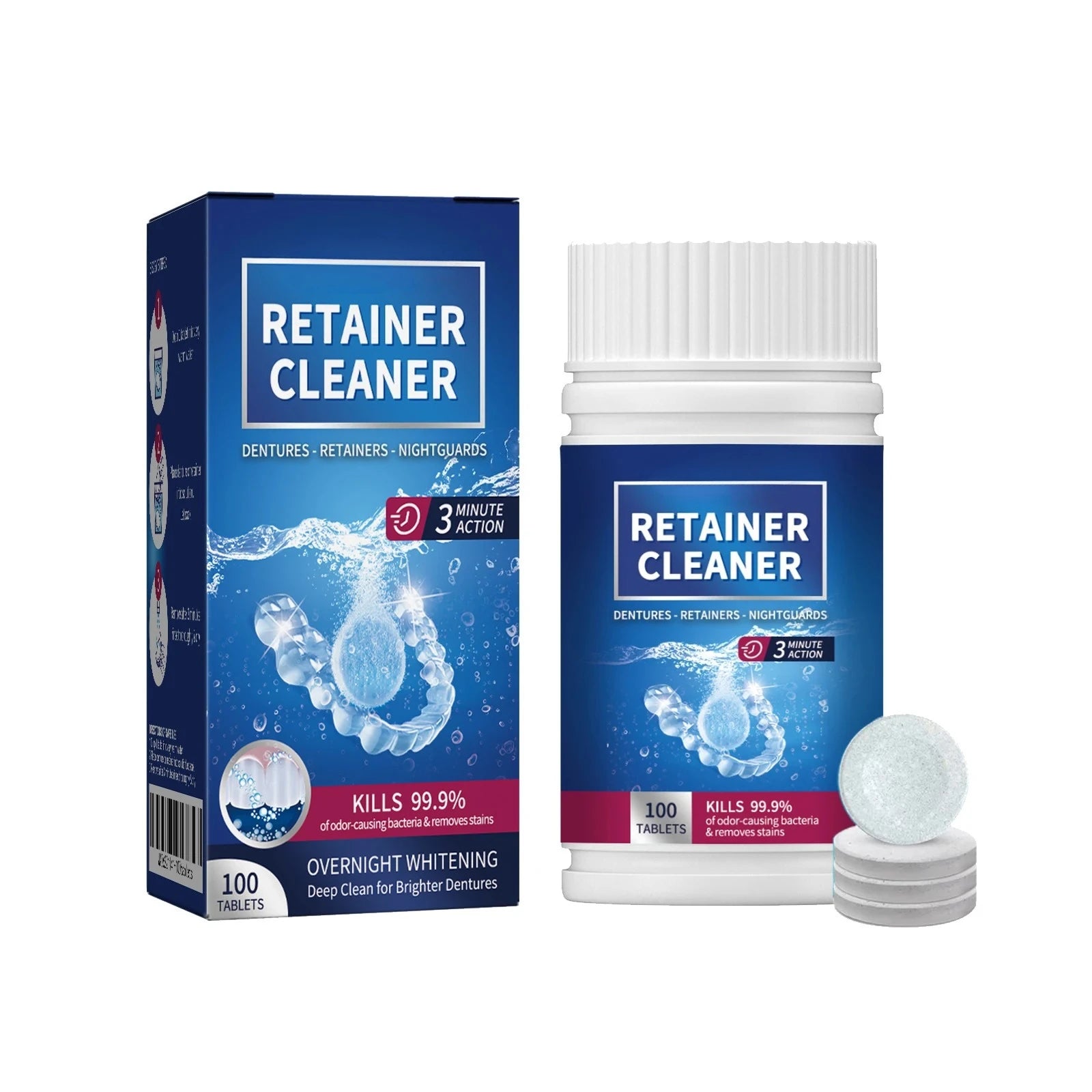 100 Pcs Denture and Retainer Cleaning Tablets for Deep Stain Removal - 6