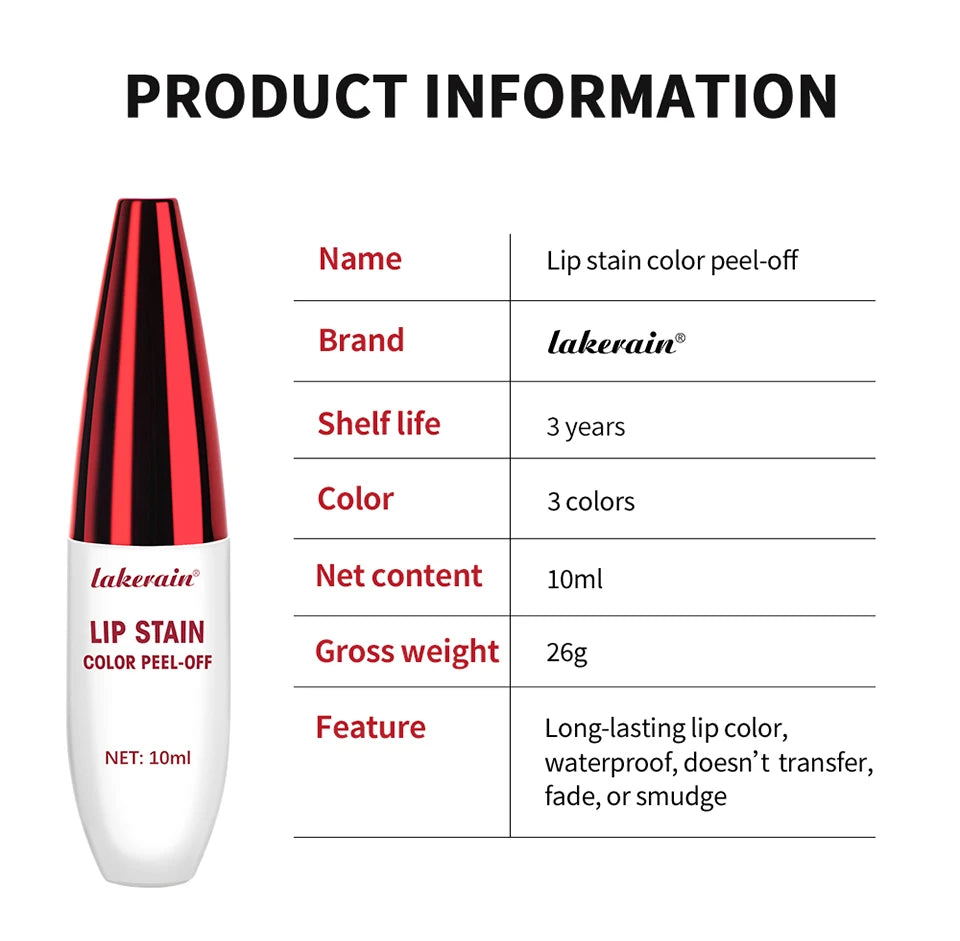 Waterproof Peel-Off Lip Stain Tint - 12