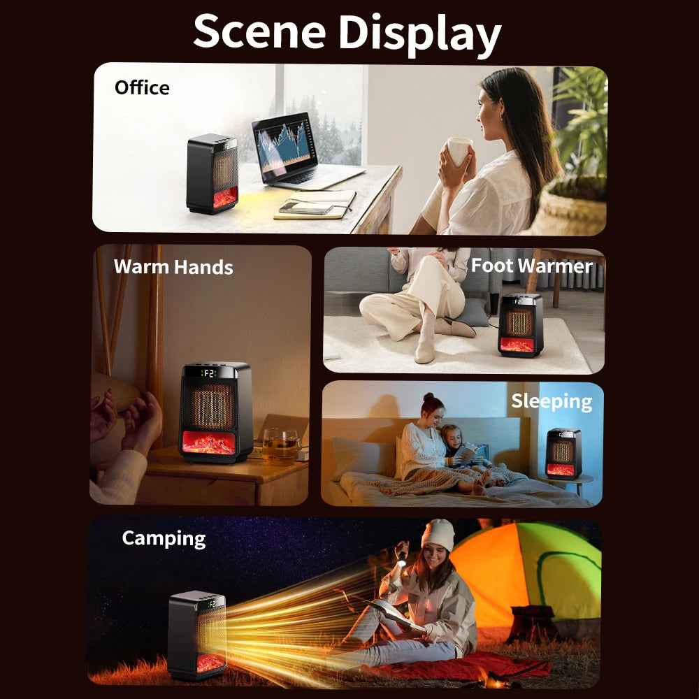 Portable PTC Ceramic Space Heater with Ambient Light and Timer - 20