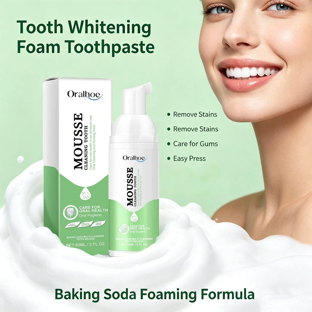 Whitening Foaming Toothpaste for Stain Removal and Deep Cleaning