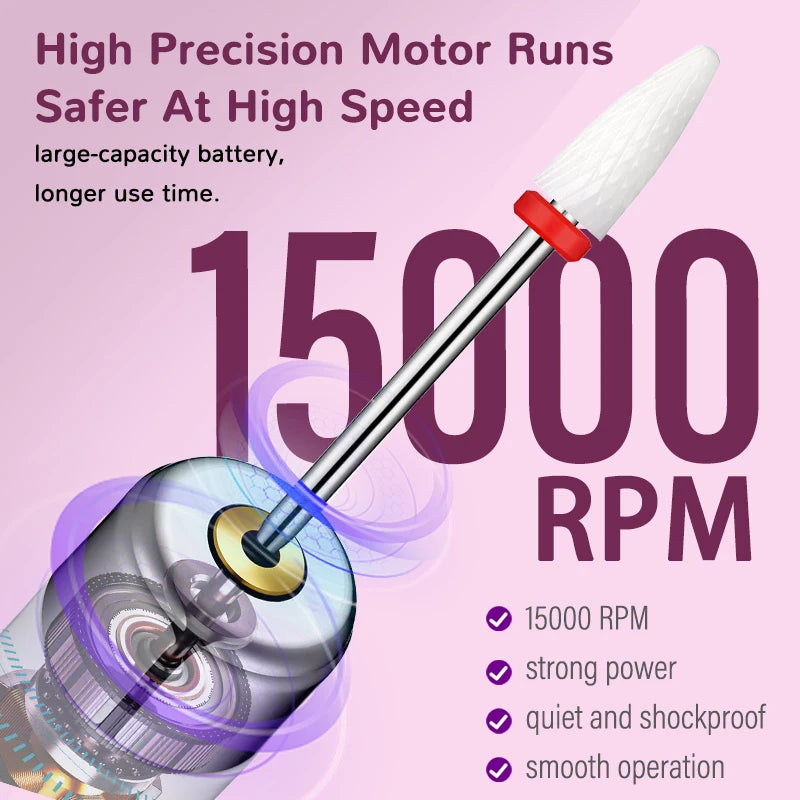 Rechargeable Electric Nail Drill Set with 12 Bits