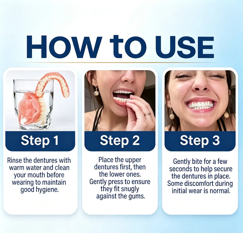 Comfortable Silicone Simulation Denture Set for Natural Smile