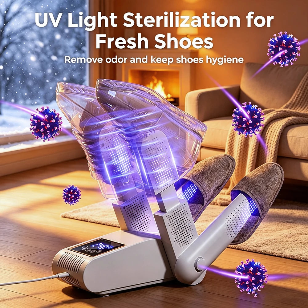 4-Tube Foldable Shoe and Boot Dryer with UV Sterilization