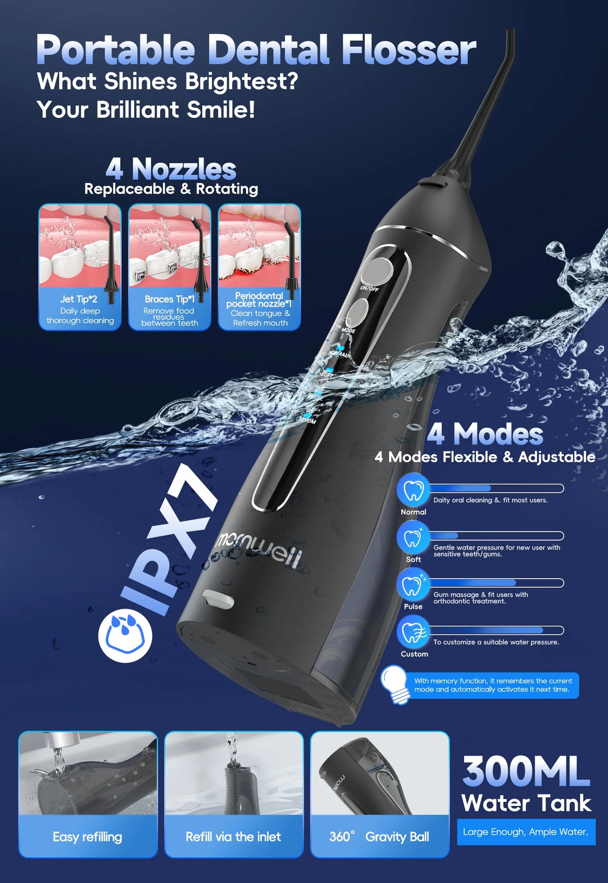 Electric Water Flosser and Rechargeable Toothbrush Set