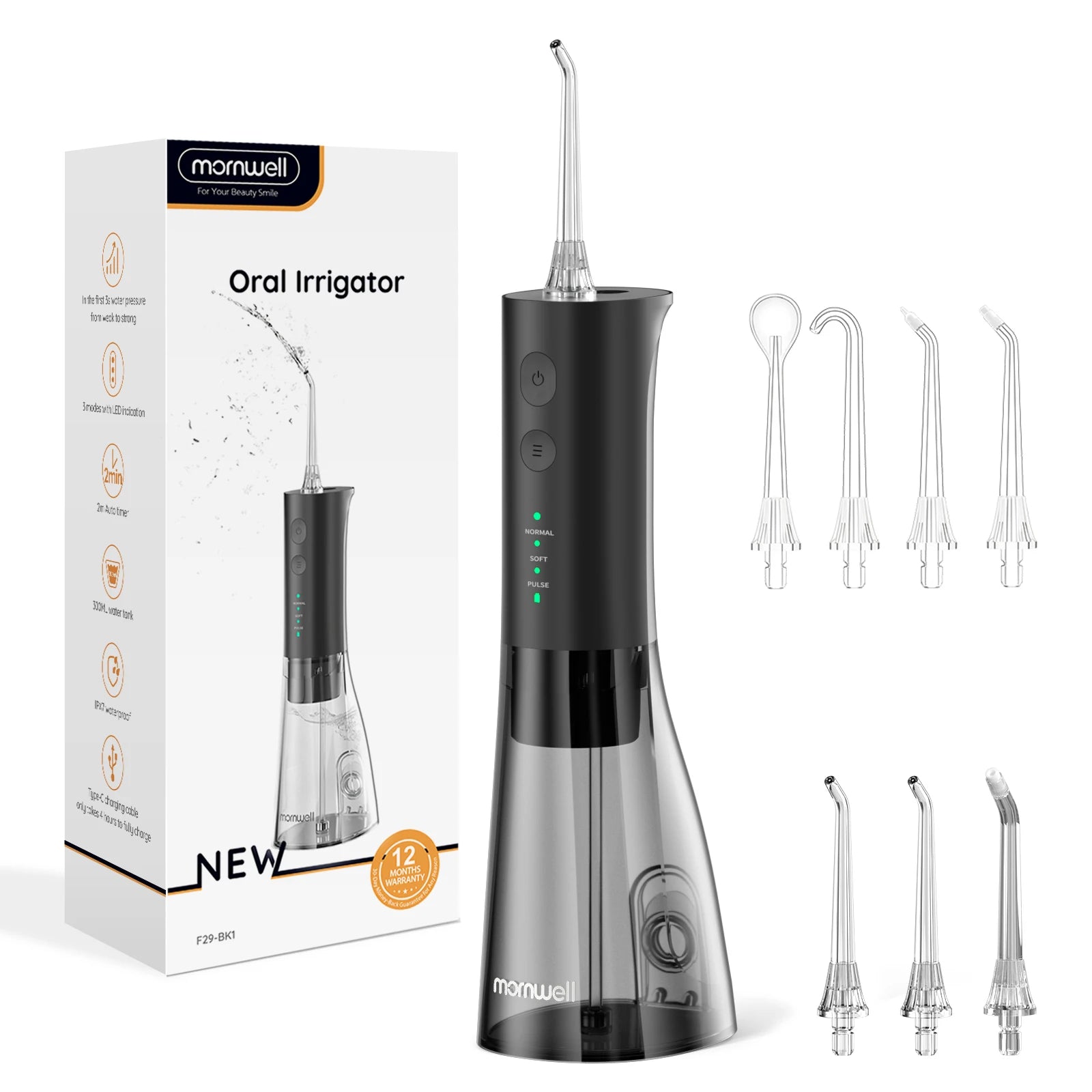 Portable Rechargeable Oral Irrigator Water Flosser with 300ML Tank - 13