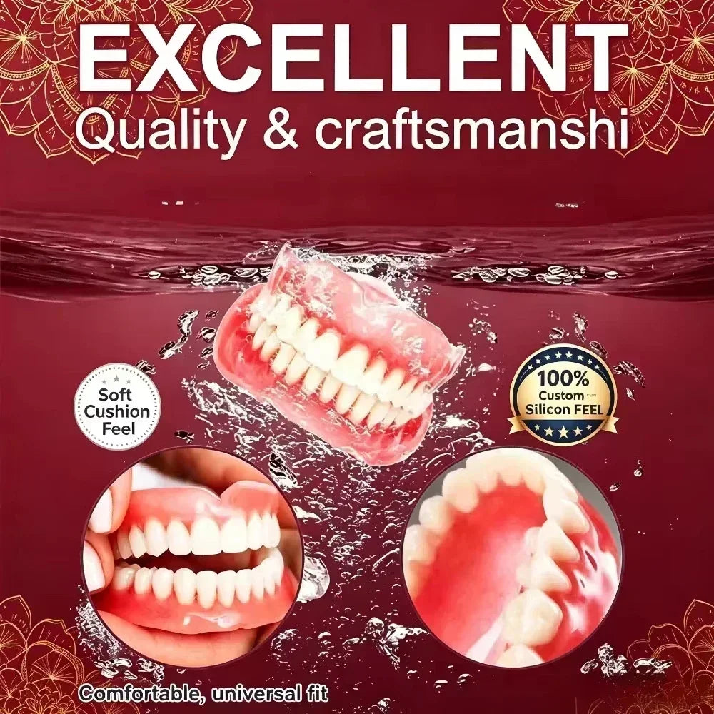 Full Mouth Silicone Denture Set with Storage and Cleaning Kit