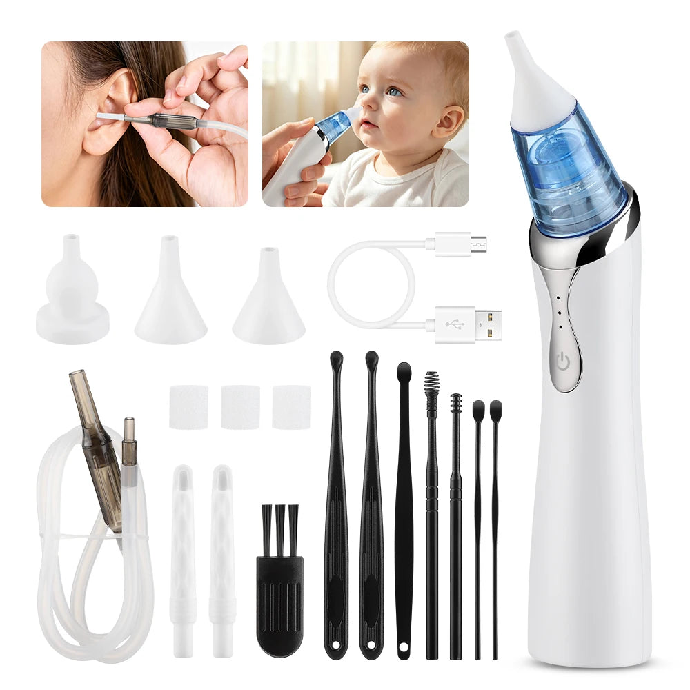 Electric 2-in-1 Baby Nasal Aspirator and Ear Wax Removal Kit - 1