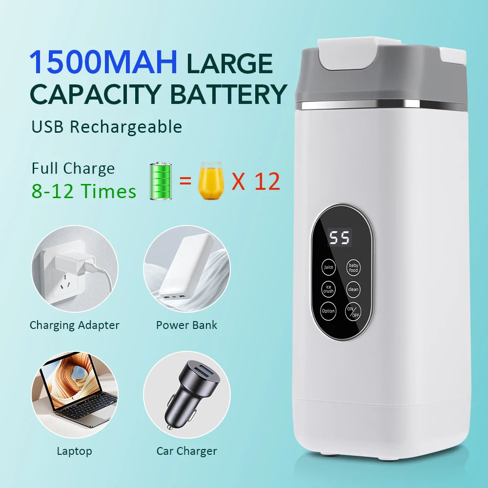 Portable 12-Blade Electric Juicer Cup with Digital Display