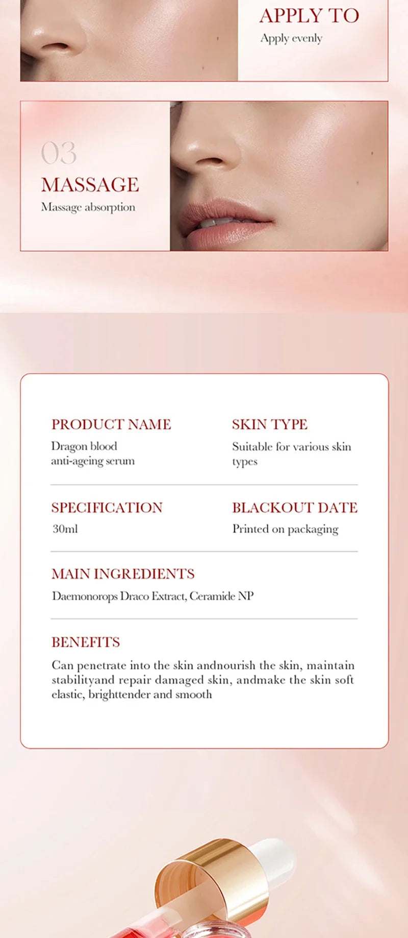 Dragon Blood Facial Serum for Anti-Aging and Skin Firming
