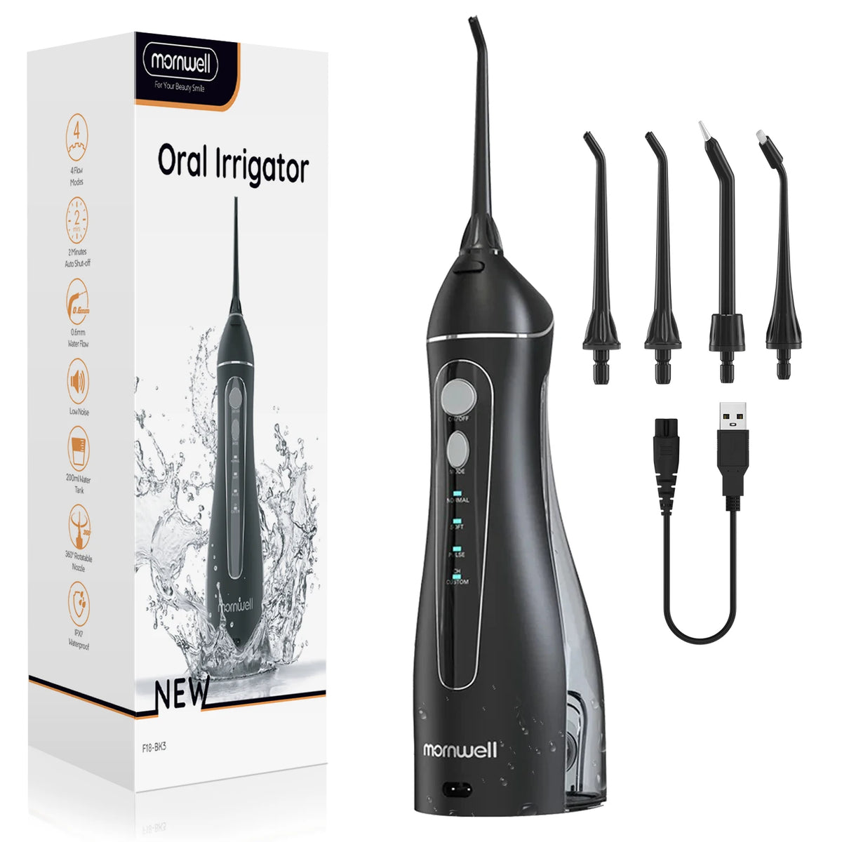 Portable Rechargeable Oral Irrigator Water Flosser with 4 Modes