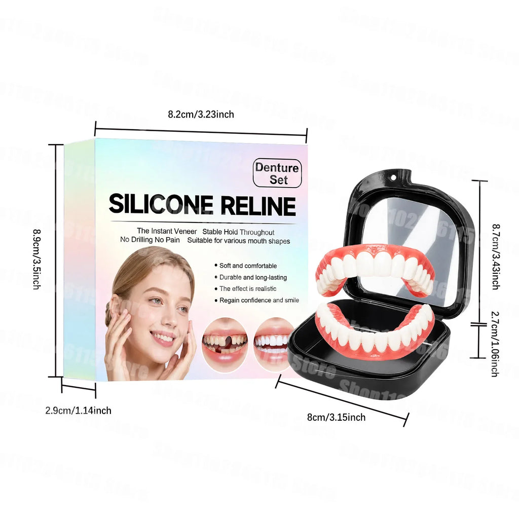 Realistic Cosmetic Denture Set with Mirror Storage Case