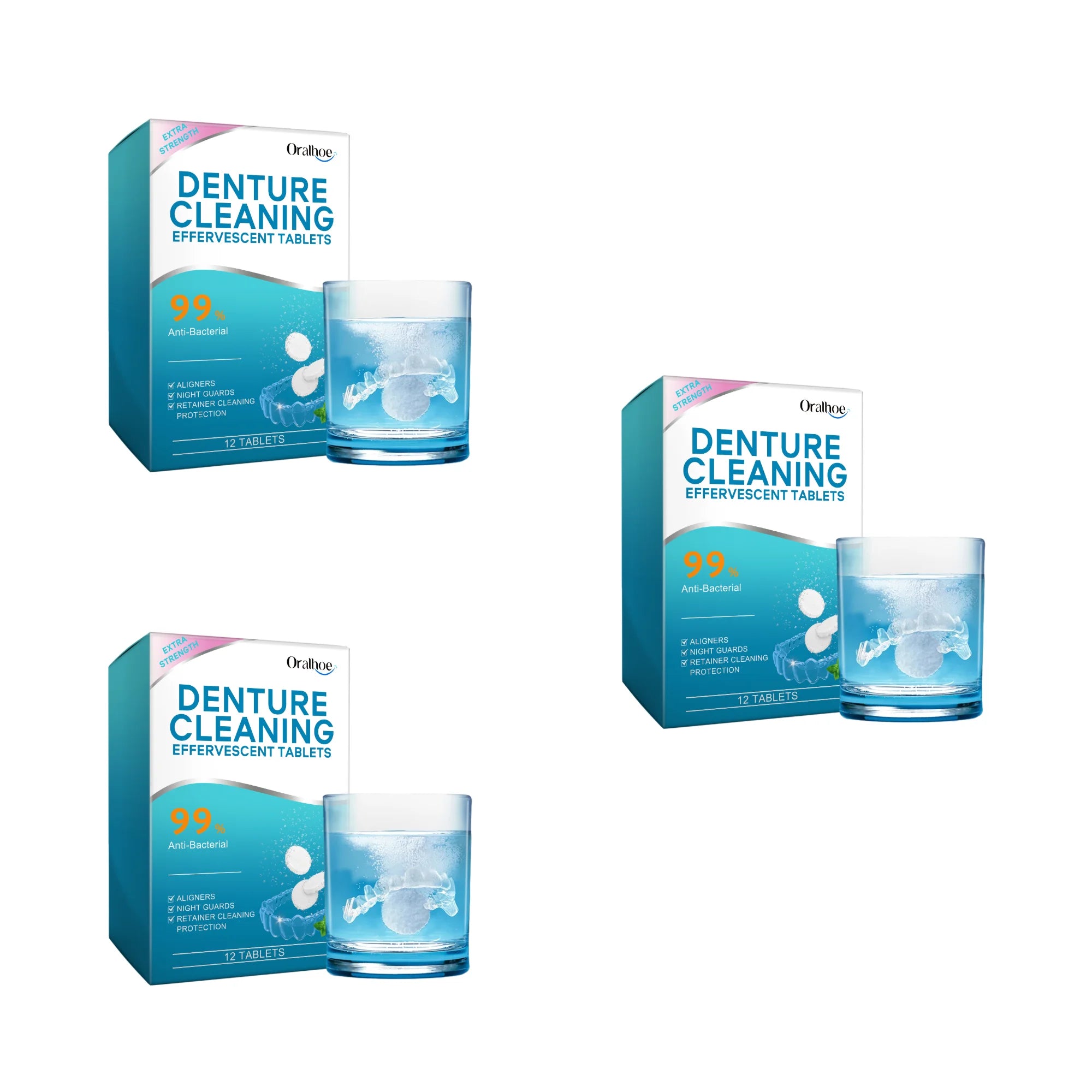 Effervescent Denture Cleaning Tablets for Retainers and Aligners - 15
