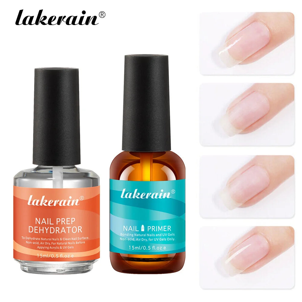 Nail Prep Dehydrator and Primer Set for Professional Manicure