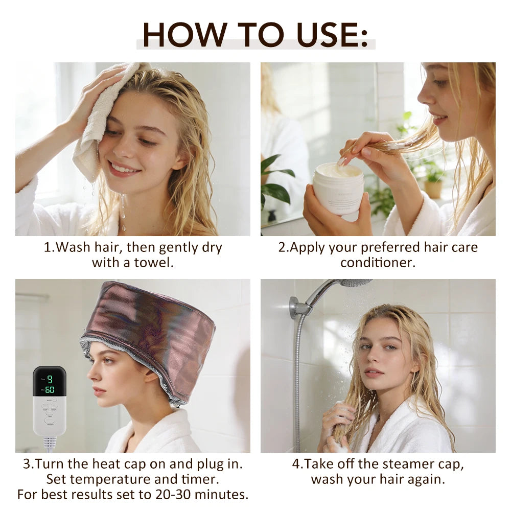 Electric Deep Conditioning Hair Spa Steamer Cap - 8