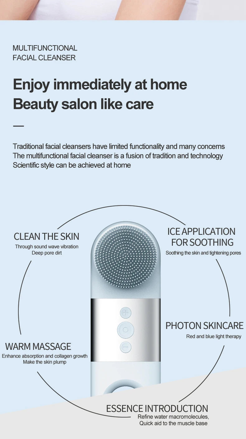 Hot and Cold Facial Cleansing Brush with Sonic Massage