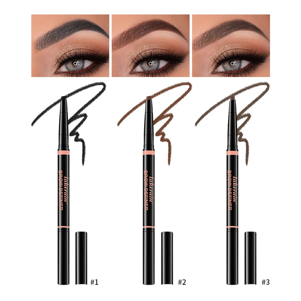 Waterproof Triangular Tip Eyebrow Pencil with Grooming Brush
