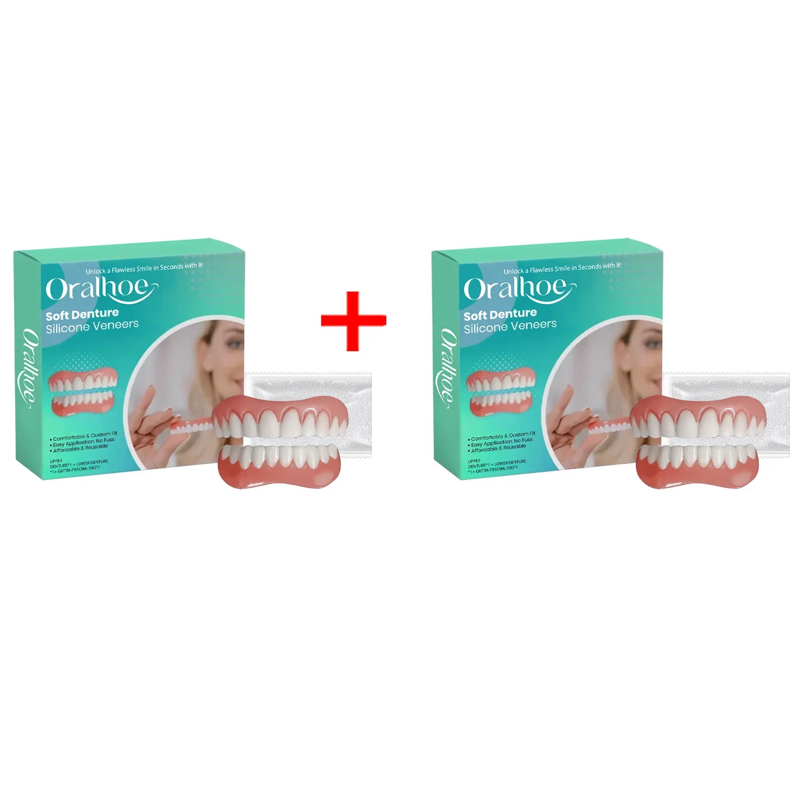 Flexible Silicone Cosmetic Denture Set for Temporary Smile Repair - 15