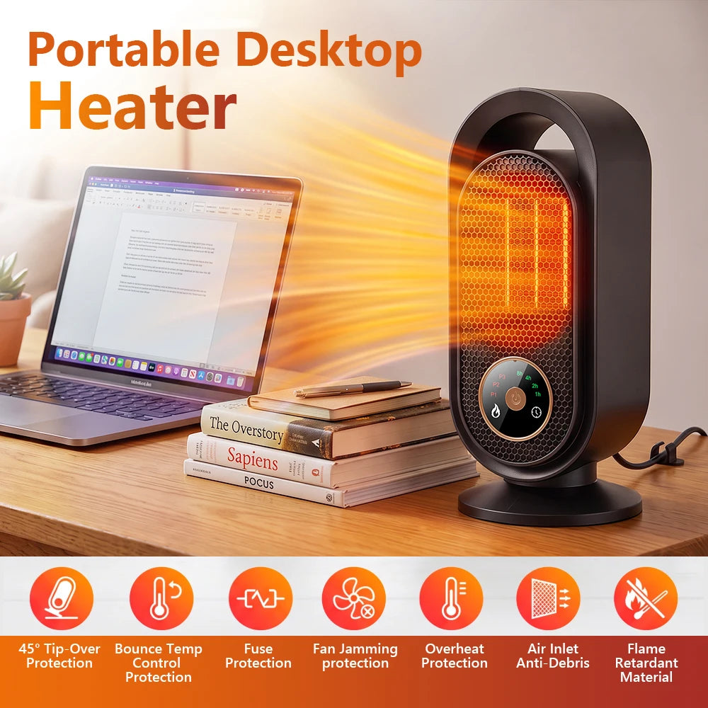 Portable Electric PTC Ceramic Desktop Space Heater with Timer