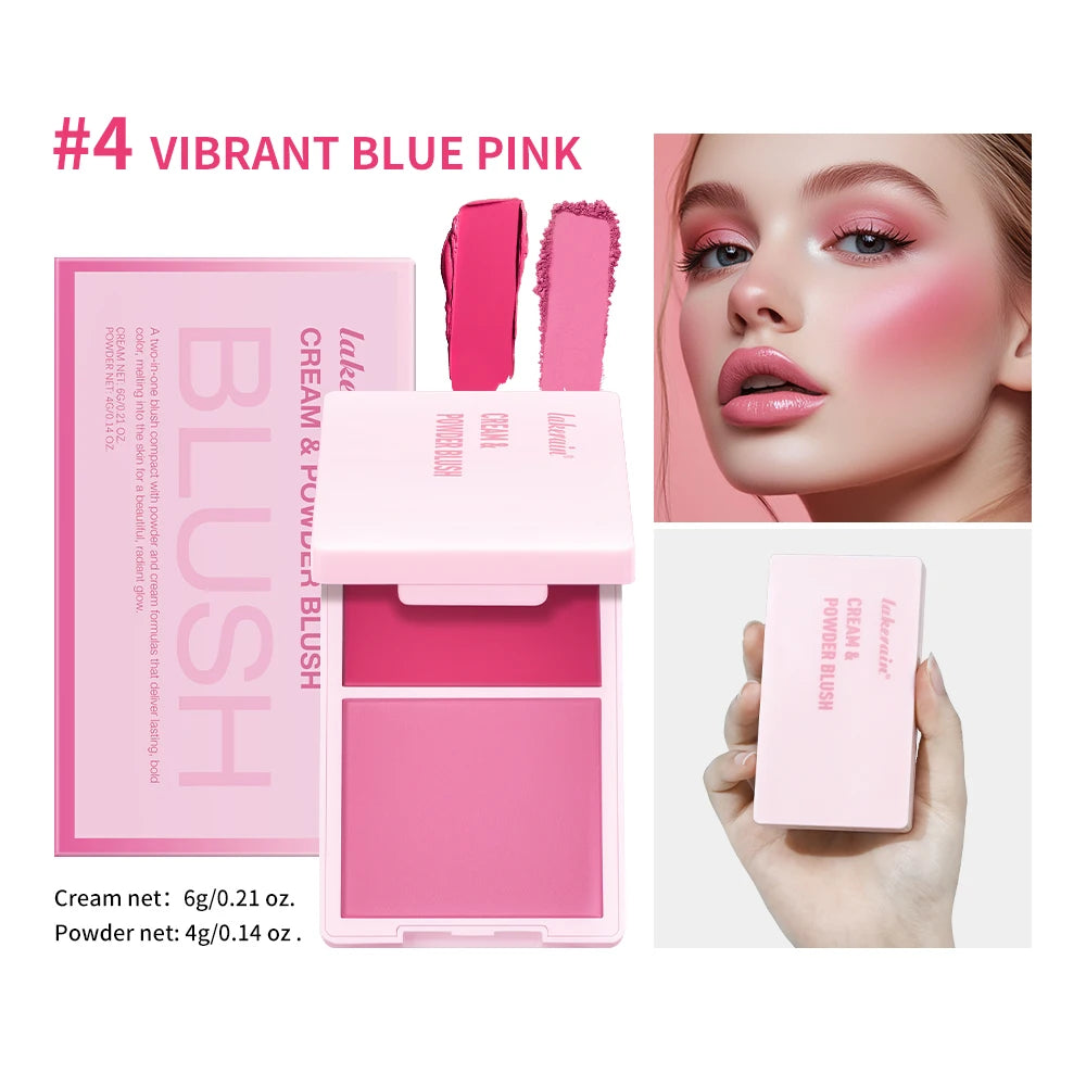 2-in-1 Cream and Powder Blush Palette for Long-Lasting Makeup