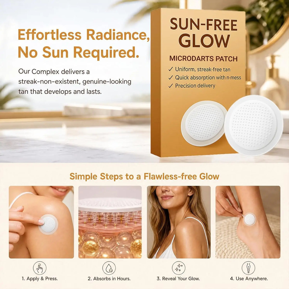 Sun-Free Tanning Microdart Patches for Natural Bronze Glow