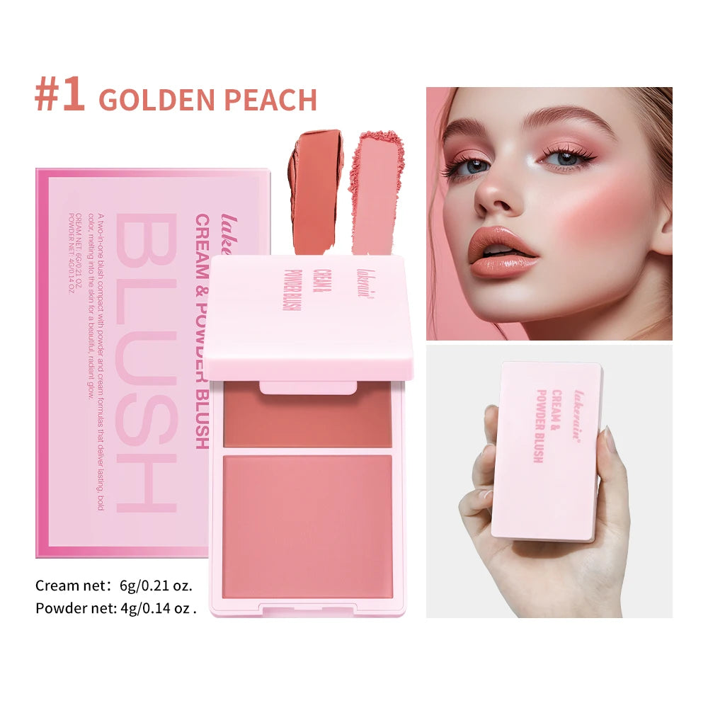 2-in-1 Cream and Powder Blush Palette for Long-Lasting Makeup