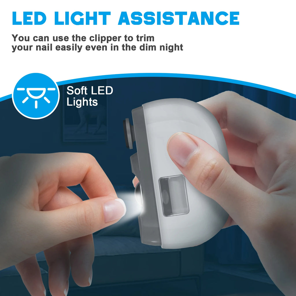 Electric Automatic Nail Clipper and Polisher with LED Light