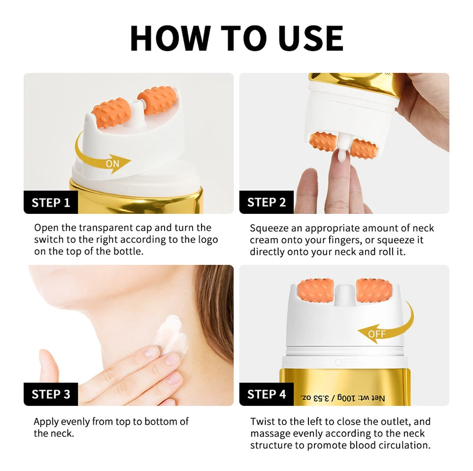 Firming and Lifting Roller Neck Cream for Anti-Wrinkle Care