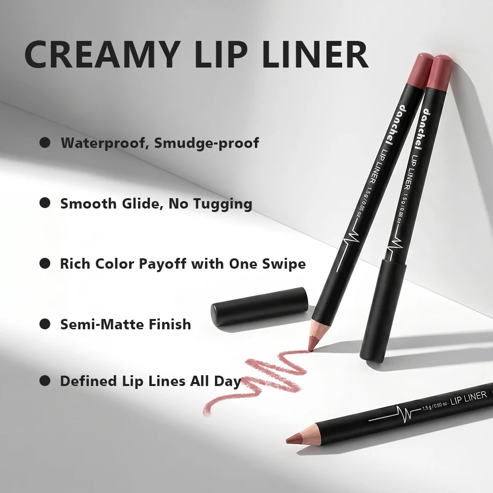 12-Color Waterproof Matte Lip Liner Pencil Set