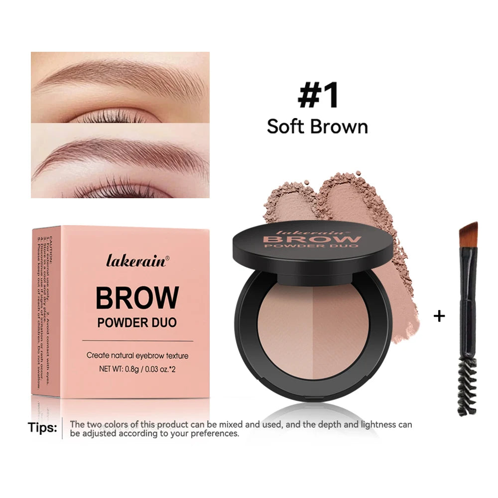 Dual-Tone Eyebrow Powder Palette with Grooming Brush - 21
