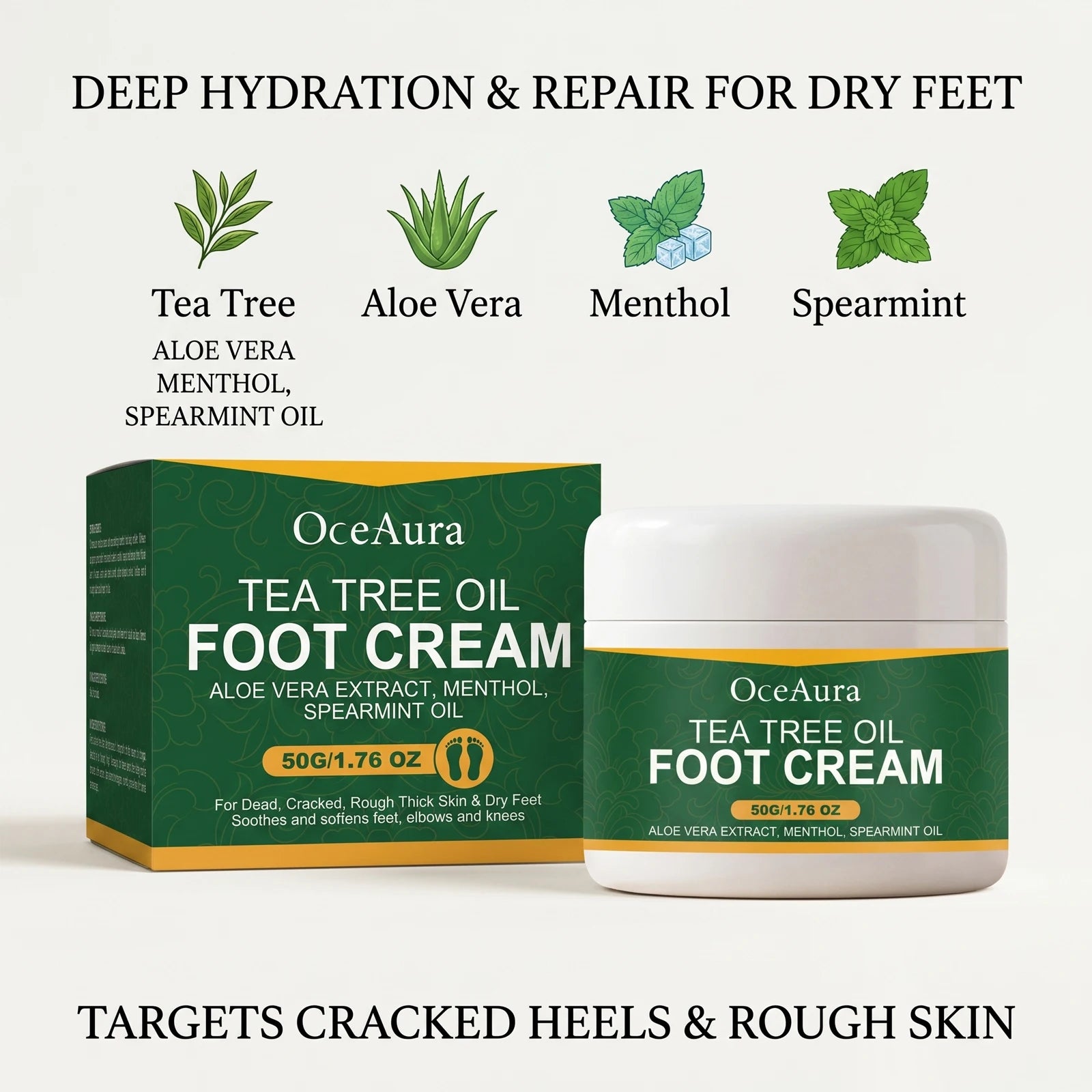 Tea Tree Oil Moisturizing Foot Cream for Cracked Heels - 3