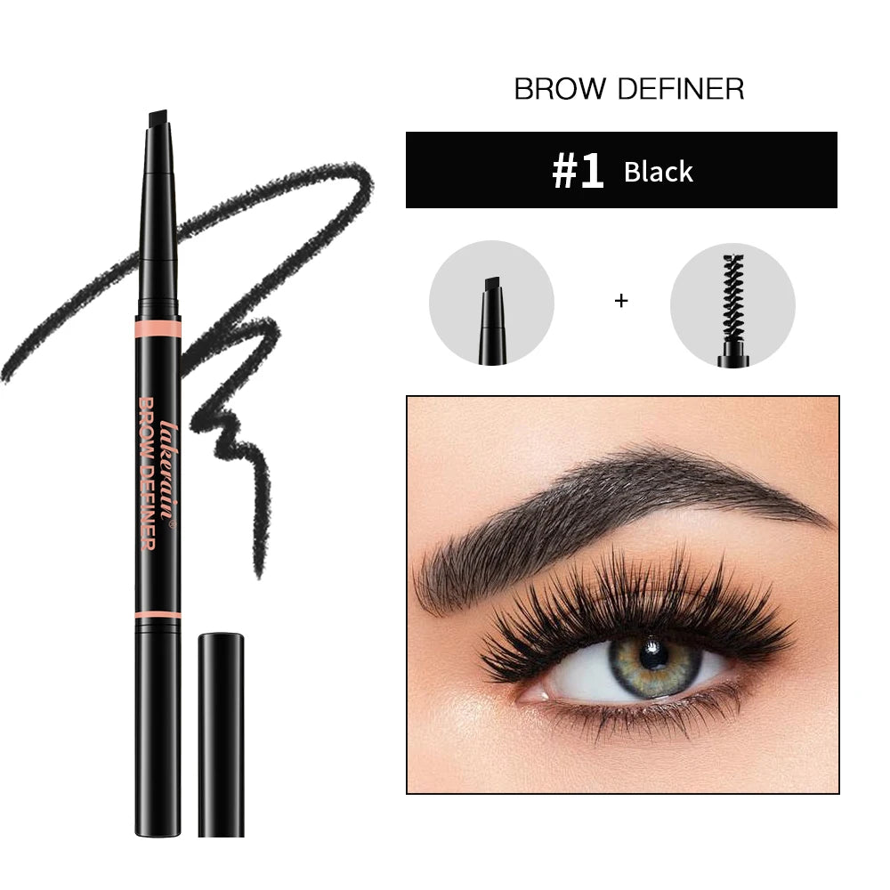 Waterproof Triangular Tip Eyebrow Pencil with Grooming Brush