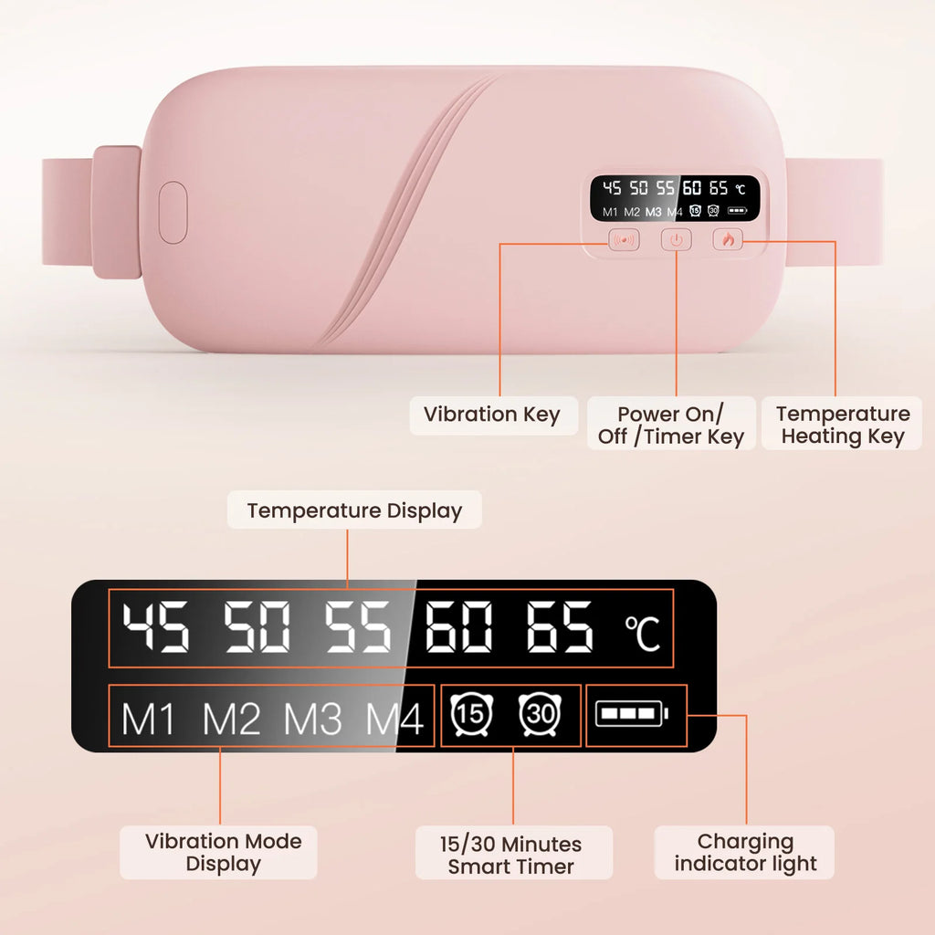 Portable Cordless Menstrual Heating Pad with Vibration Massage