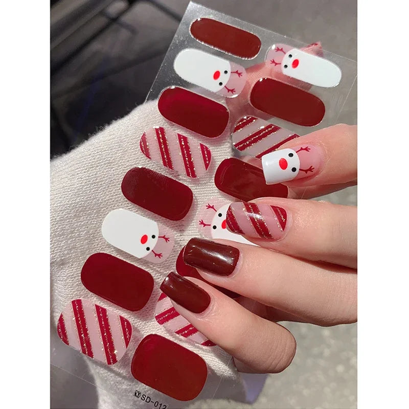 Christmas Snowflake Gel Nail Art Wraps