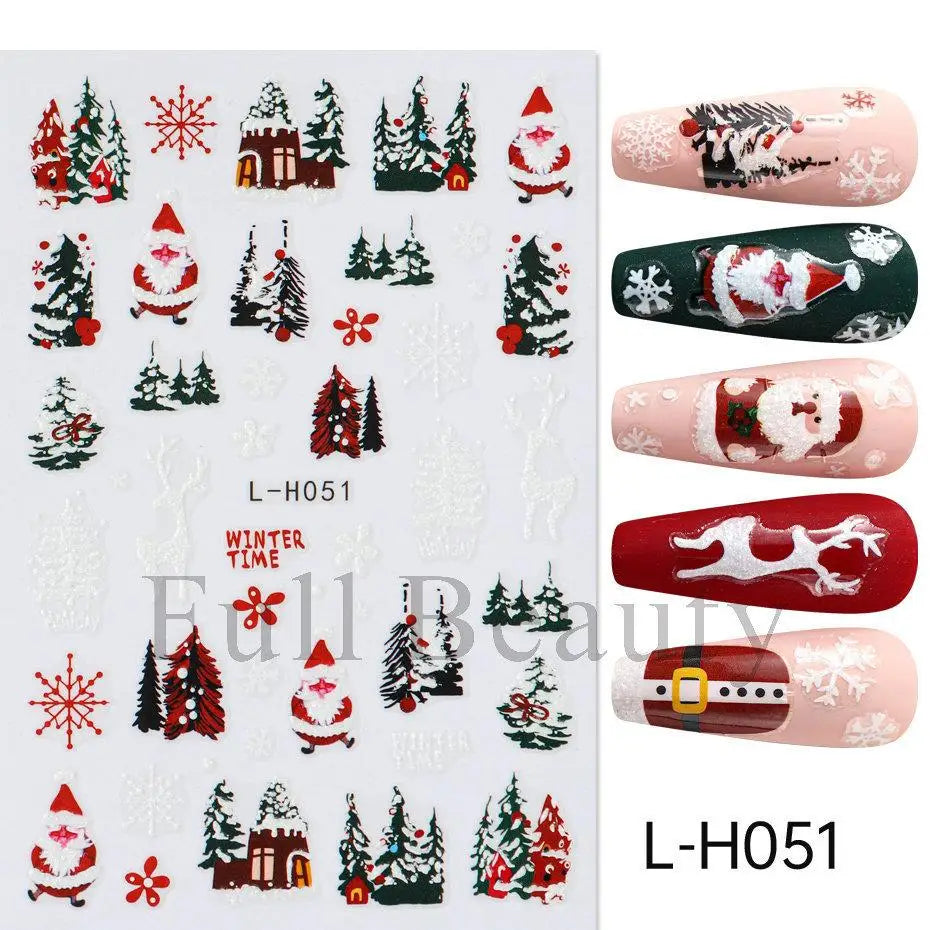 3D Christmas Cartoon Nail Art Sticker Decals