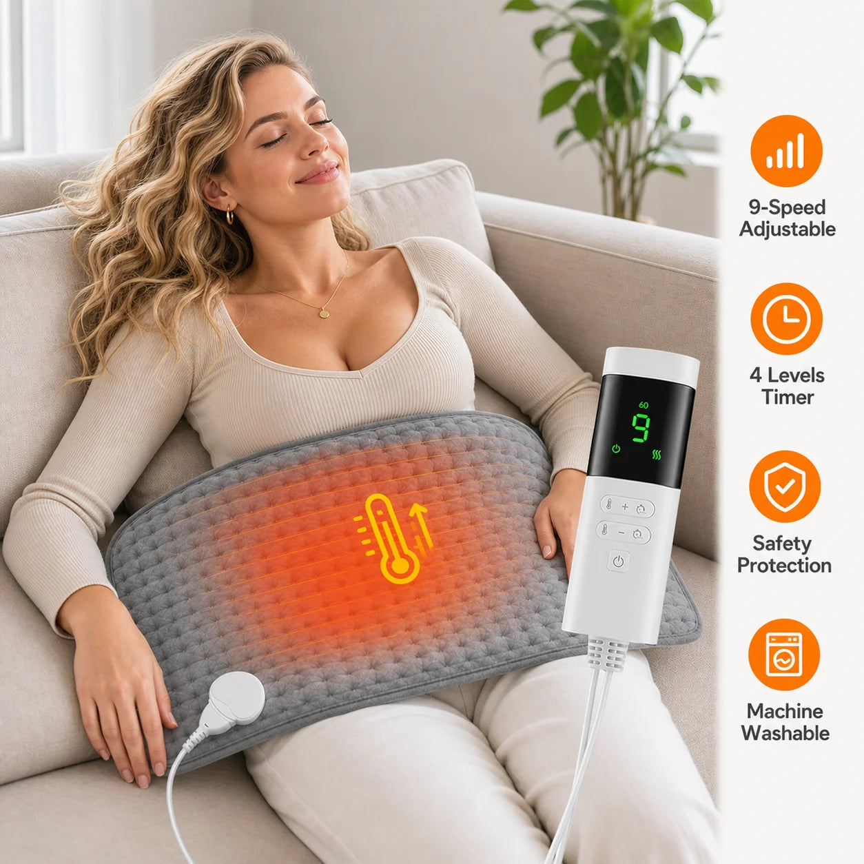 Electric Heating Pad for Back and Neck Pain Relief - 1